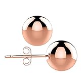 Stud Earring, UHIBROS 316L Stainless Steel 24K Rose Gold Sterling Silver Pearl Round Ball Earrings