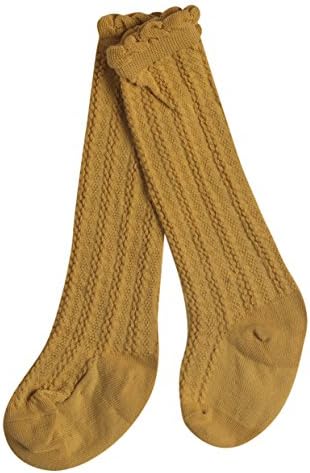 Alva Edison Cable-Knit Knee High Cotton Socks For Baby Girls,Toddlers&amp;Child 1-3T,Yellow