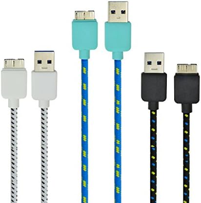 Gonezon 3 Color 3M Nylon Braided Durable Universal USB 3.0 Micro USB Charging/Sync Data Cable + Dolphin Decorate Strap For Samsung Galaxy Note 3 N9000/N9005 Galaxy S5 Nokia Lumia 2520 Tablet /Tab Pro 12.2 - Light Blue White Black