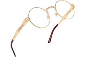 Yvey Essence Vintage Round Steampunk Glasses for Mens and Womens Circle Lennon Hippie Style Eyeglasses