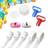 Balloon Decorating Strip Kit and Balloon Arch Kit with 48ft Tape, 2Pcs Tie Tools, 2 Rolls Dot Glue, 20 Flower Clips, 2 Rollers Ribbon for Birthday, Wedding, Party