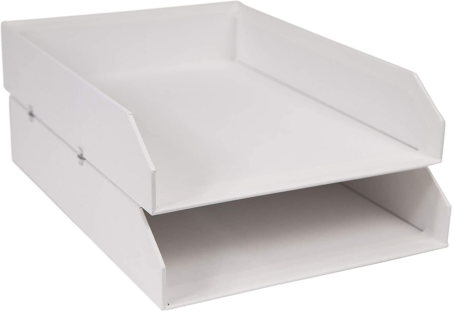 Bigso Box of Sweden Hakan Letter Trays | Stackable Paper Tray Organizer for A4 or Letter Size Documents with Stable Rubber Feet for Desks | 9.1” x 12.2” x 2.4” | Pack of 2 | White