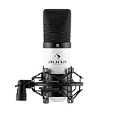 auna MIC-900WH USB Cardioid Condenser Microphone • Studio Recording • Spider Shockmount • Plug & Play • 320Hz - 18KHz • Built-In 16mm Capsule • White