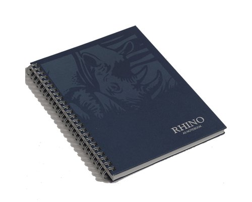 Rhino Stationery A5 Notebook | Hardback Notebooks | 160 Pages | Lined Notepad | Blue Cover | Journal Notebook