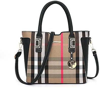 RFVBNM Trendy Women's Handbag Plaid one-Shoulder Handbags Atmospheric Fashion Wild Temperament Big Bag Christmas Gift,Black