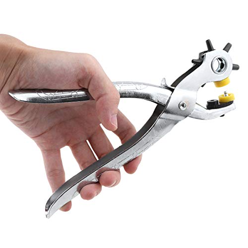 ChgImposs Leather Hole Punch Tool with Eyelets, 6 Sized Heavy Duty Revolving Leather Belt Holes Rivets Punch Hand Pliers Tool