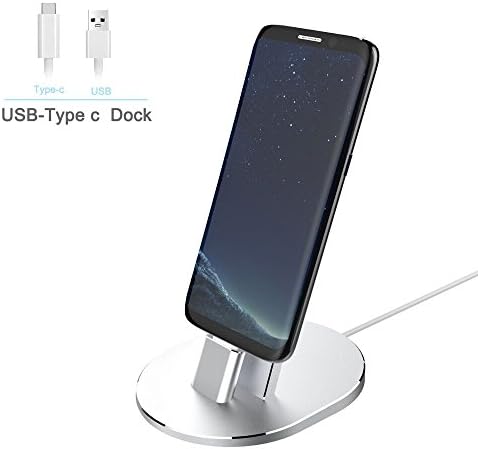 USB Type C Charger Dock, NewRice Aluminum Sync &amp; Fast Charge USB Type C Desktop Stand Cradle Station for Samsung Galaxy S8/ S8+, Nintendo Switch,Google Nexus 6P/5X/Pixel XL, LG G6/G5 (Silver)