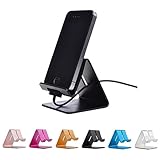 Geekercity Cell Phone Stand, Universal Portable Aluminum Desktop Charger Stand Mount Holder Metal Charging Dock Cradle for Nintendo Switch iPhone iPad Samsung Android Smartphones and Tablets (Black)