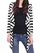 Allegra K Women Open Front Hanky Hem Black and White Striped Cardigan