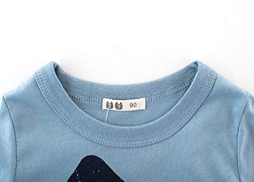 Londony♪ Toddler Boys Cotton Clothes Sets Short Sleeve Tee Summer Cartoon T-Shirt Tops Shorts Outfits Set Clothes Blue - Thumbnail 4