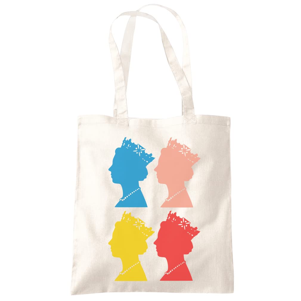 Queens Portrait Pop Art Queens Platinum Jubilee - Tote Shopping Bag - 2022 Party Celebration Queen Elizabeth One size natural
