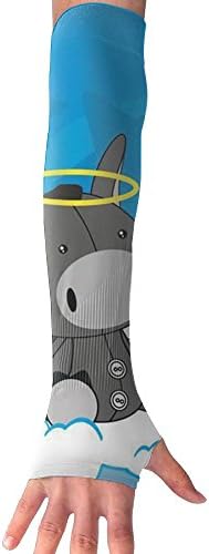 POOP LOOL Unisex Cartoon Donkey Angel Anti-UV Sleeves Gloves Summer Arm Cover Sleeves Long Fingerless Basketball Sports Protective Armor Sleeves