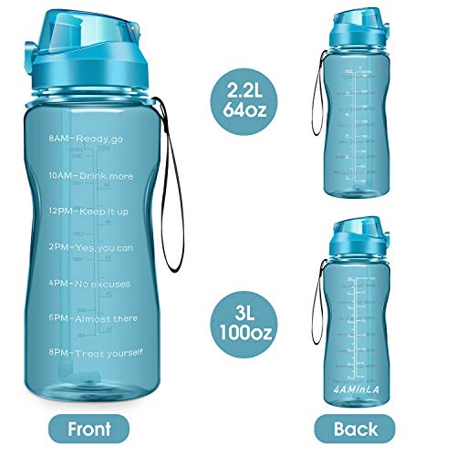 image for 4AMinLA Motivational Water Bottle 2.2L/64oz Half Gallon Jug with Straw