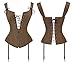 Charmian Women's Renaissance Lace Up Vintage Boned Bustier Corset with Garters Brown XX-Large