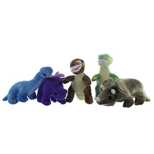 5 Pack Dinosaur Plush Soft Stuffed Animal Playset With Carrying Case