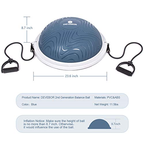 DEVEBOR Balance Ball Balance Trainer with Resistance Bands, Matte