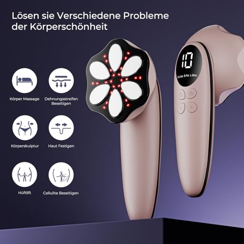Oranmagic Cellulite Massager Anti Lipedema Hand Massager, Proven Effectiveness, with 6 Massage Heads, Suitable for Abdomen, Waist, Arms, Legs, Buttocks (Rose Gold)