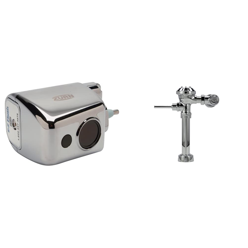 Zurn ZERK-CPM AquaSense E-Z Flush Retrofit Kit with Metal Cover, Chrome & Z6000-YB-YC Aquaflush Exposed Manual Diaphragm Flush Valve with 3.5 GPF, Sweat Solder Kit, Cast Wall Flange in Chrome Image