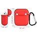 Airpods Case Holder Skin, Waterproof Protective Shock Silicone Charging Cover with Anti-Lost Strap and Keychain for Apple Airpod (Red)