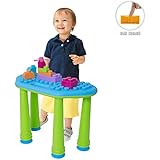 UNiPLAY Activity Learning Table with 25-Piece Soft Building Blocks for Ages 12 Months & Up Toddlers and Kids (Blue)