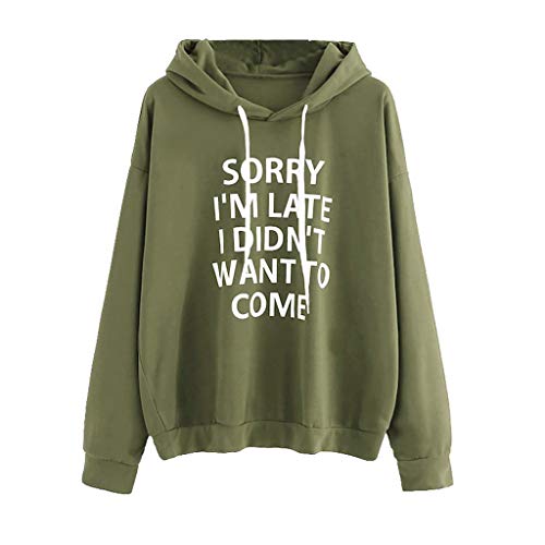 Sanyyanlsy Fall Winter Ladies Fashion Letter Print Long Sleeve Hoodie Tops Batik Sweatshirt Pullover T-Shirt for Women Army Green - Thumbnail 4