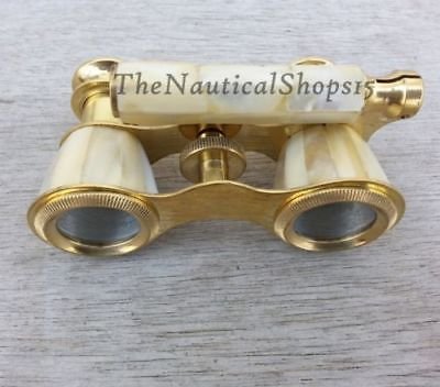 Nautical Vintage Style Opera Glass Binoculars Mother of Pearl Spyglass Telescope A