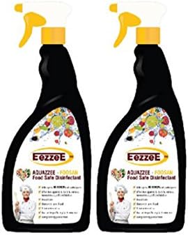 Pack of 2 EezzeE Aquazzee Food Safe and 100% Natural Disinfectant Spray 750ml Kills 99.9999% of Harmful Germs and Viruses