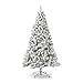 KING OF CHRISTMAS 7 Foot Snow Flocked Artificial Christmas Tree Unlit, Prince Flock Holiday Xmas Tree with Hinged Sections & Metal Stand for Home, Office, Indoor & Outdoor Decoration
