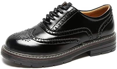 オックスフォードシューズ レディース おじ靴 レースアップシューズ 革靴 ウィングチップ カジュアルシューズ レディース レースアップ レザー 走れる マニッシュ 厚底 紐 ブラック 黒 靴 韓国風 学生靴 通学 大きいサイズ Teamdriven Us