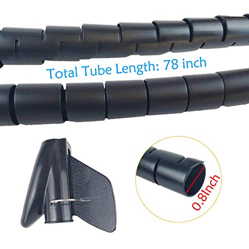 78Inch Cable Sleeve, 0.8" Diameter Flexible Cord Bundler Wire Organizer, Wrap Cable Management System for PC TV Computer Cinema, Black