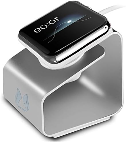 Apple Watch Stand, Steelwoodw Aluminum Metal Charging Stand Bracket Docking Station Stock Cradle Holder for Both 38mm and 42mm (Silver)