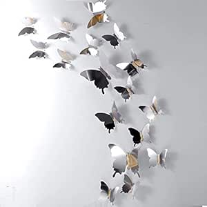 Amazon.com: 48 Pieces Butterfly Wall Decor 3D Mirror Butterfly Wall