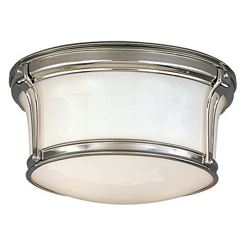 Hudson Valley Lighting Newport Flush 2-Light Flush Mount - Polished Nickel Finish with Opal Glossy Glass Shade