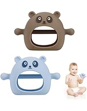 2 Pack Silicone Baby Teether, Anti-Drop Teething Toys for Babies 3+ Months, Baby Teething for Infants Pain Relief Sucking Needs, BPA Free, Blue and Pink