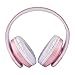 Alltrum Over-Ear Headphones,Hi-Fi Stereo Headset,Adjustable Headsets for Traveling/Sports/Relaxation,Foldable Headphones with Microphone and Music Playback for Most of Smartphones – White-with-Pinkthumb 1