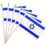 20 Pack Small Israel Flag Stick 5'' x