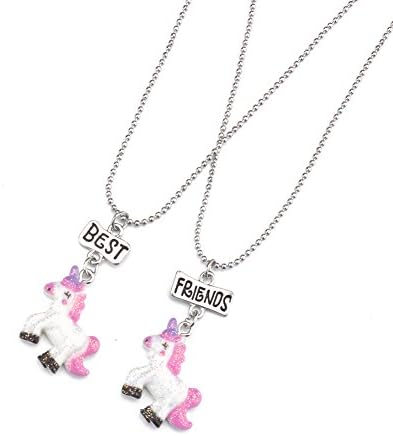 SKEINS 2 Pcs Best Friends BFF Hose Unicorn Pendant Friendship Necklace Women Kids Girl Cartoon Gift (Hose Unicorn C)