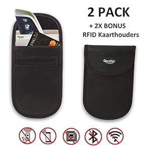 Anti-Diefstal Hoesje Autosleutel (2 PACK) + 2x RFID kaarthouders – Auto Sleutel Etui – Signaal Blokkerende Beschermhoes…
