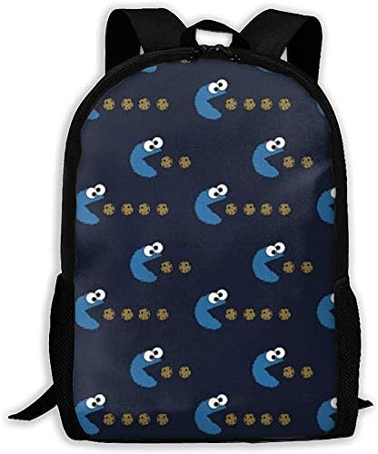 Adjustable Bagpack Large Backpack Rucksack Cookie Monster,Water-Resistant Schoolbag for Student College Bookbag,Laptop Dayback for Travel/Business,Fits Notebook