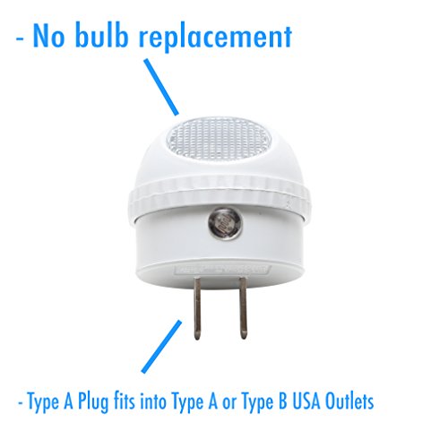 ClearMax 4 Pack LED Night Light with Built-In Dusk to Dawn Sensor - Soft White - Type A Plug - 0.3W AC 125V 2700K