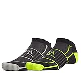 Mission Men's Performance No Show Socks - 2 Pack Black/High Vis Green/Grey M