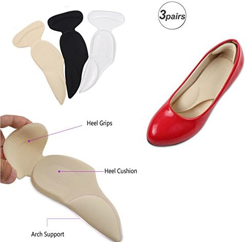 3 Pairs Heel Pads,Back Heel Cushion Insole for Women High Heels Blisters Protection with Gel Inserts and Arch Support