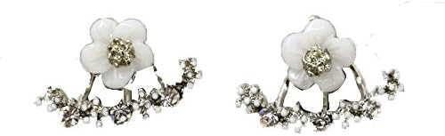 Daisy Flowers Earrings Little Daisy Flower After Hanging Stud Earrings for Lady Women Girls (Silver)