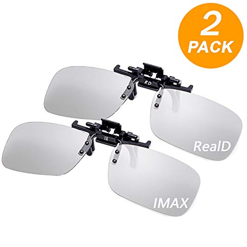 FireKylin 3D Clip on Glasses for Movies/Cinema/Passive 3D TV (RealD & IMAX 2 Pcs)