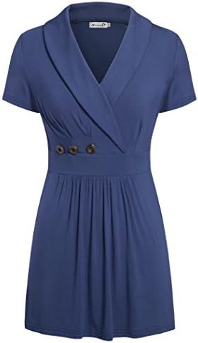 Womens Summer Tops,Kissmay Basic V Neck Oversized Tunic Ruched Tops Royalblue XL