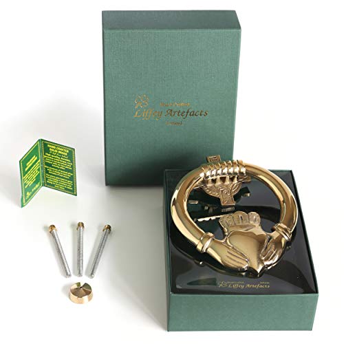 Claddagh Door Knocker 7" x 5 ½" Large Durable Solid Brass Heavy All Fittings Supplied Designed in Ireland