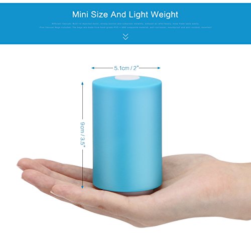 Mini Food Vacuum Sealer, DDSKY Household Preservation Automatic Vacuum Machine USB Rechargeable Vacuum Sealing System with 5 Reusable Packing Bags, Blue