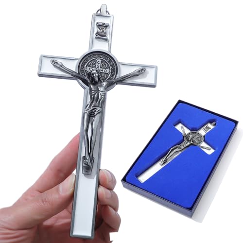KOMI 7.5 Inch Catholic Metal Crucifix Wall Cross for Home Decor Jesus Christ INRI Wall Crucifix Decor Religious Gifts for Men Women