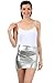 Sakkas 6924 Women's Shiny Metallic Liquid Mini Skirt - Silver - Medium