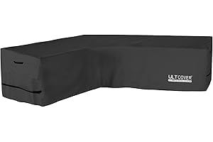 ULTCOVER Patio L-Shaped Left Facing Sofa Cover Waterproof for 6-Seater Outdoor Sectional Furniture Couch 85x110 inch Wide, Bl